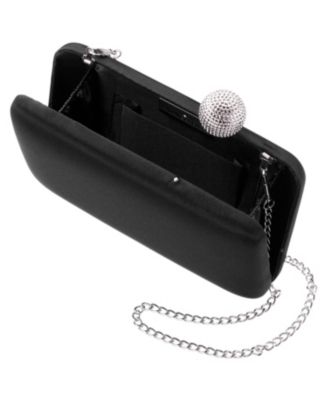 Satin Minaudiere Crystal Clasp Clutch