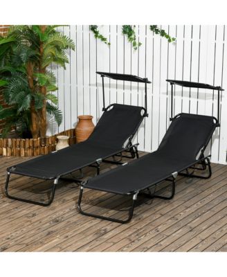 2-piece Chaise Lounge w/ Adjustable Backrest and Sunshade,