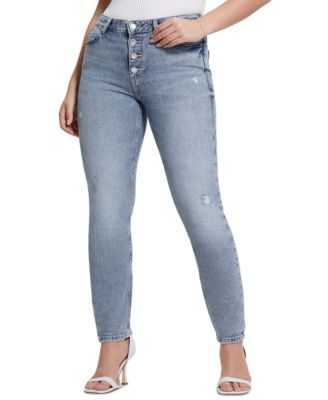 GUESS - Women's Eco High-Waisted Button-Fly Skinny Jeans