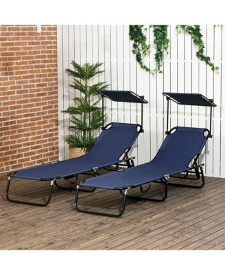 2-piece Chaise Lounge w/ Adjustable Backrest and Sunshade,