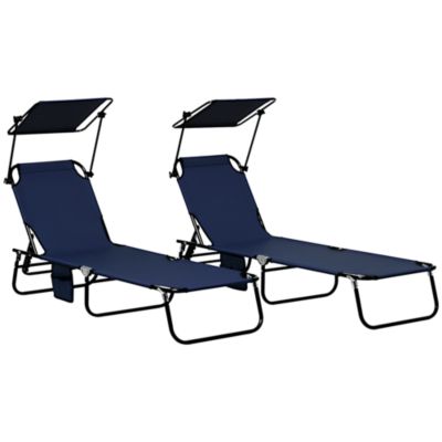 2-piece Chaise Lounge w/ Adjustable Backrest and Sunshade,