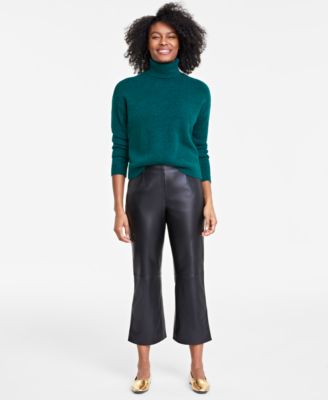 On 34th - Women's Leather Kick-Flare Pants