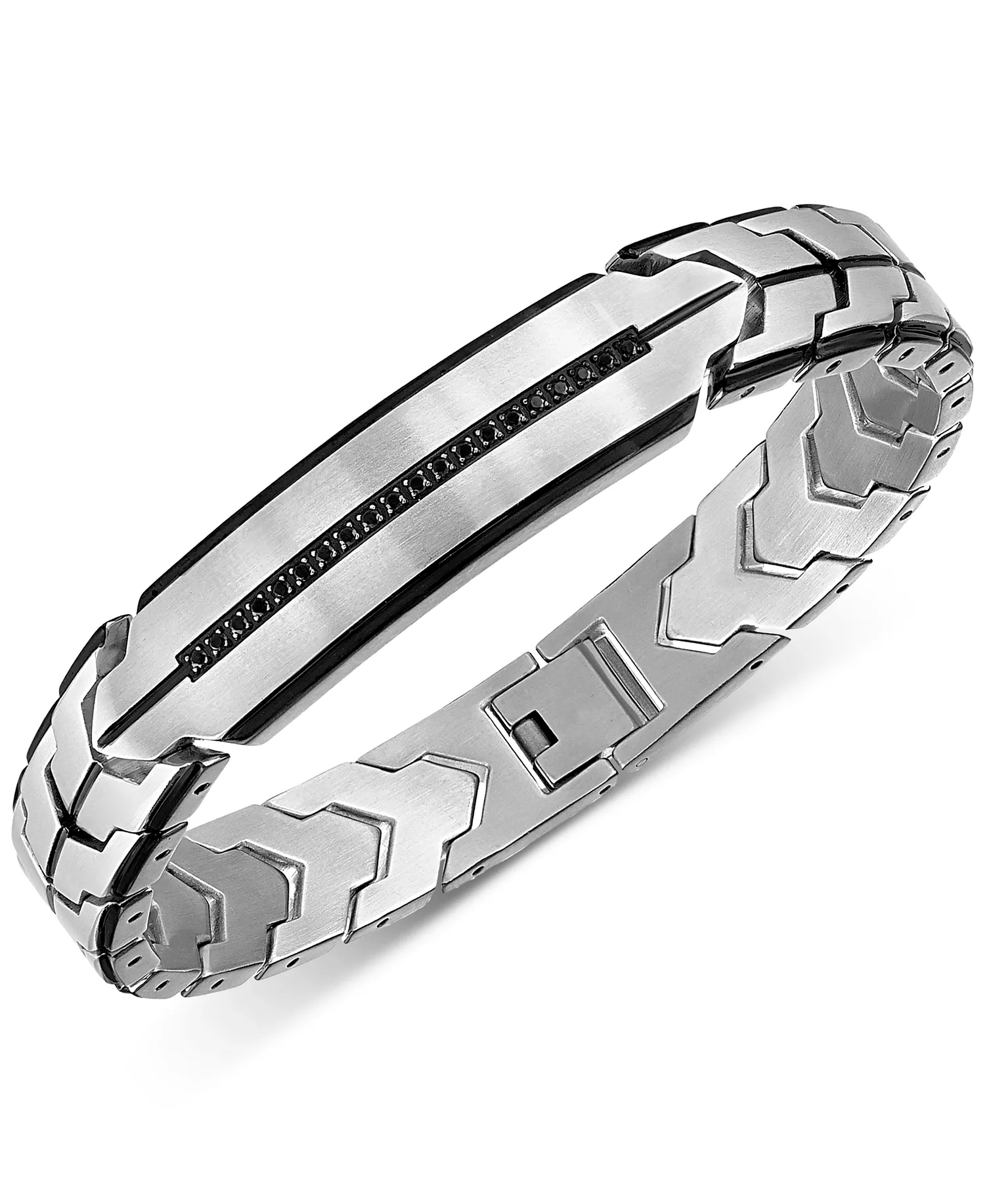 Esquire Men’s Jewelry Black Diamond Chevron Link Bracelet in Stainless Steel, 9 (originally 0)