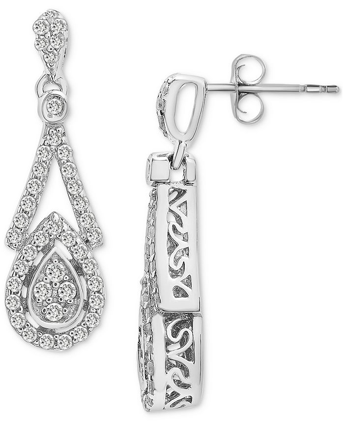 Macy's Diamond Teardrop Dangle Drop Earrings (3/8 ct. t.w.) in Sterling