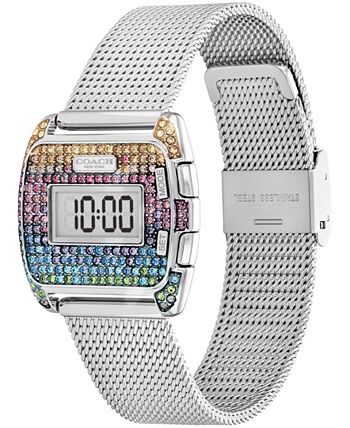 Women's Darcy Digital Rainbow Silver-Tone Stainless Steel Mesh Bracelet  Watch, 30mm