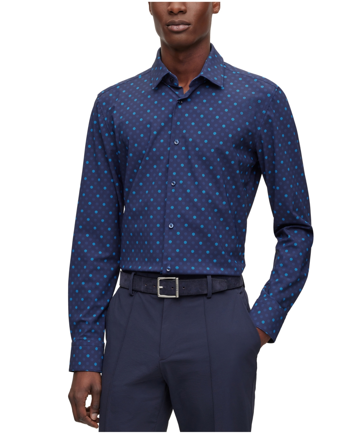Hugo Boss Boss By  Men's Performance Slim-fit Shirt In Bright Blue