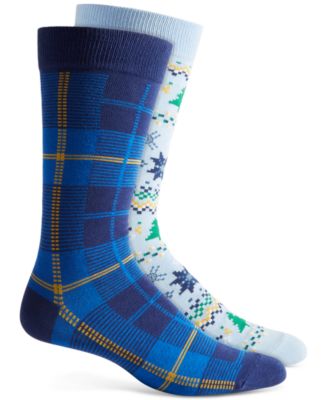 Club Room - Men's Holiday Christmas Tree & Plaid Socks - 2 pk.
