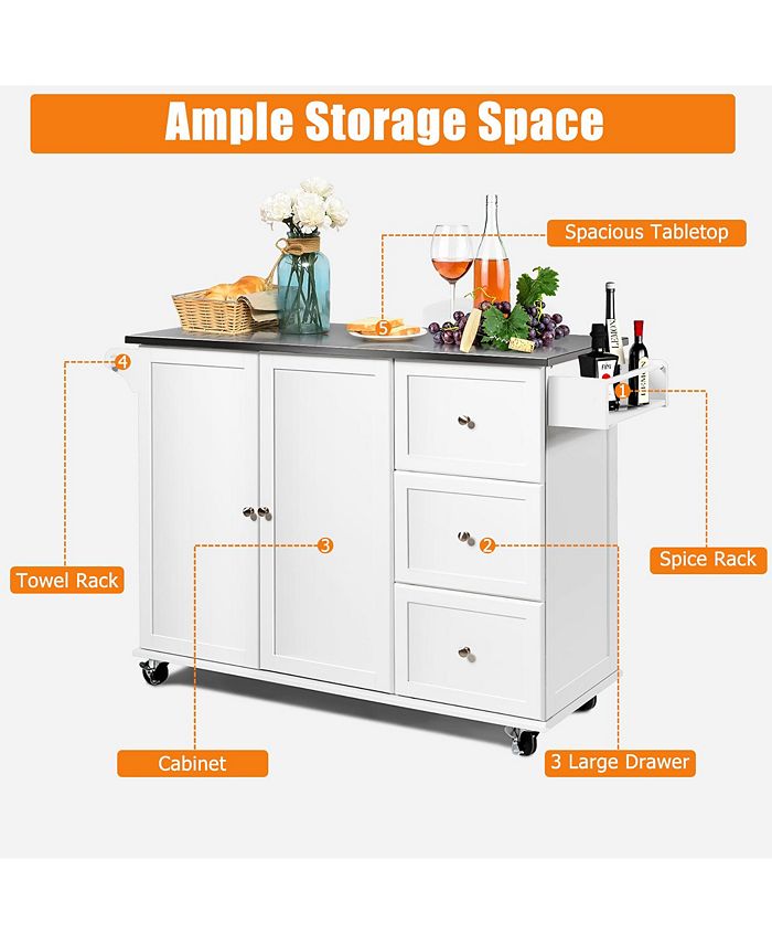 Costway Kitchen Island 2Door Storage Stainless Steel Top & Reviews Home Macy's