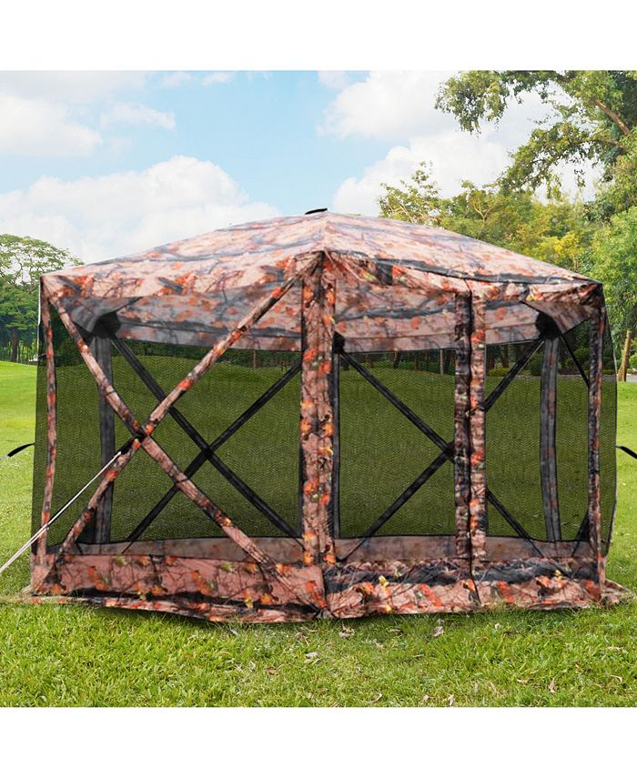 Outsunny Hexagon Screen House Pop Up Tent Gazebo with Mesh Netting Walls, Carry Bag & Shaded