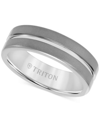 Men's Sandblast Double Row Wedding Band in Gray Tungsten Carbide 