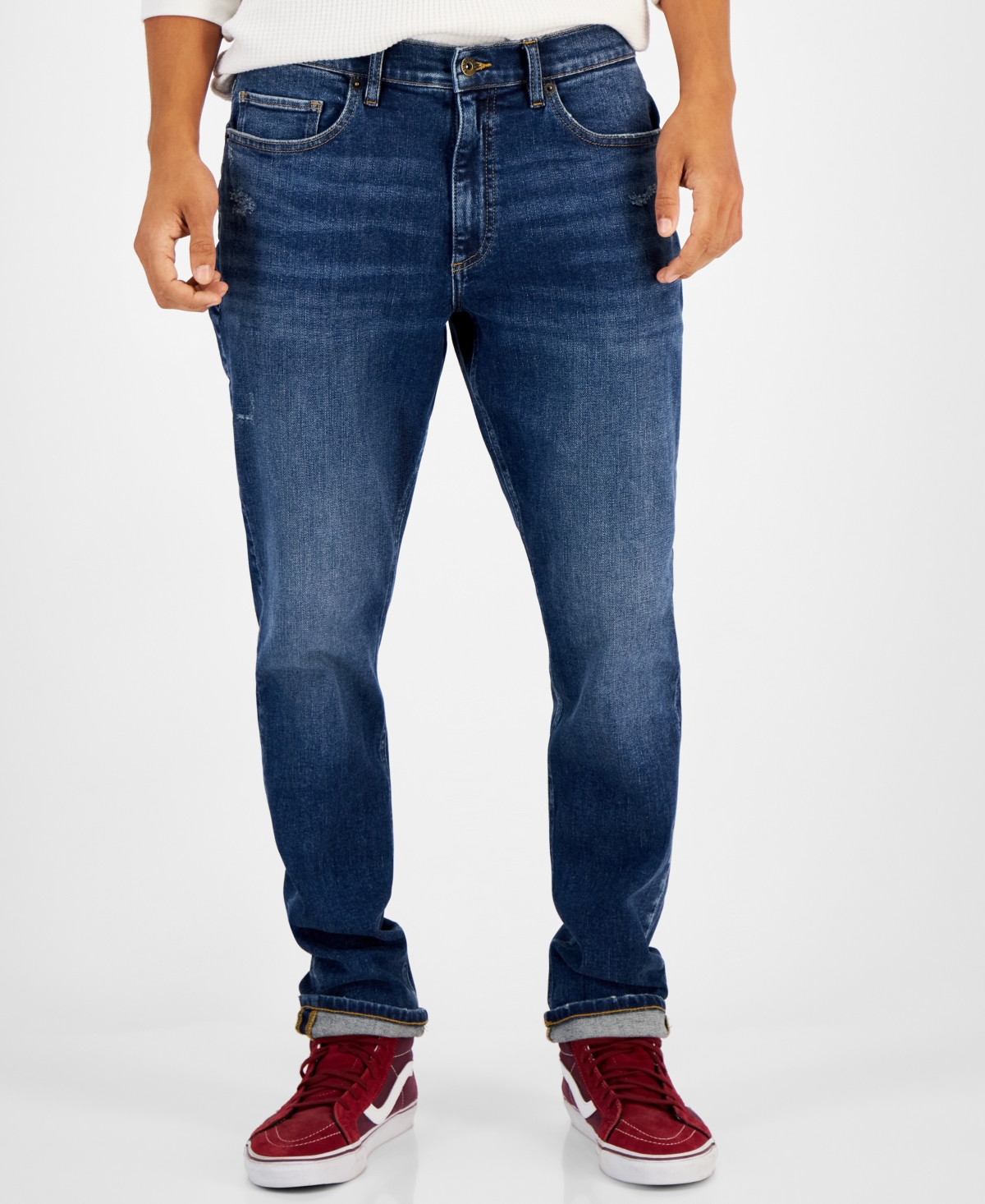 Men's Athletic Slim-Fit Jeans, Created for Macy's - Highway Dark Wash