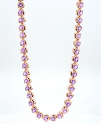 Macy's - Amethyst Heart All-Around 17" Collar Necklace (13-1/2 ct. t.w.) in Rose Gold-Plated Sterling Silver