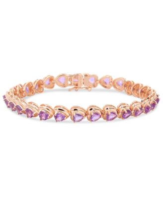 Macy's - Amethyst Heart Link Bracelet (5-3/4 ct. t.w.) in Rose Gold-Plated Sterling Silver