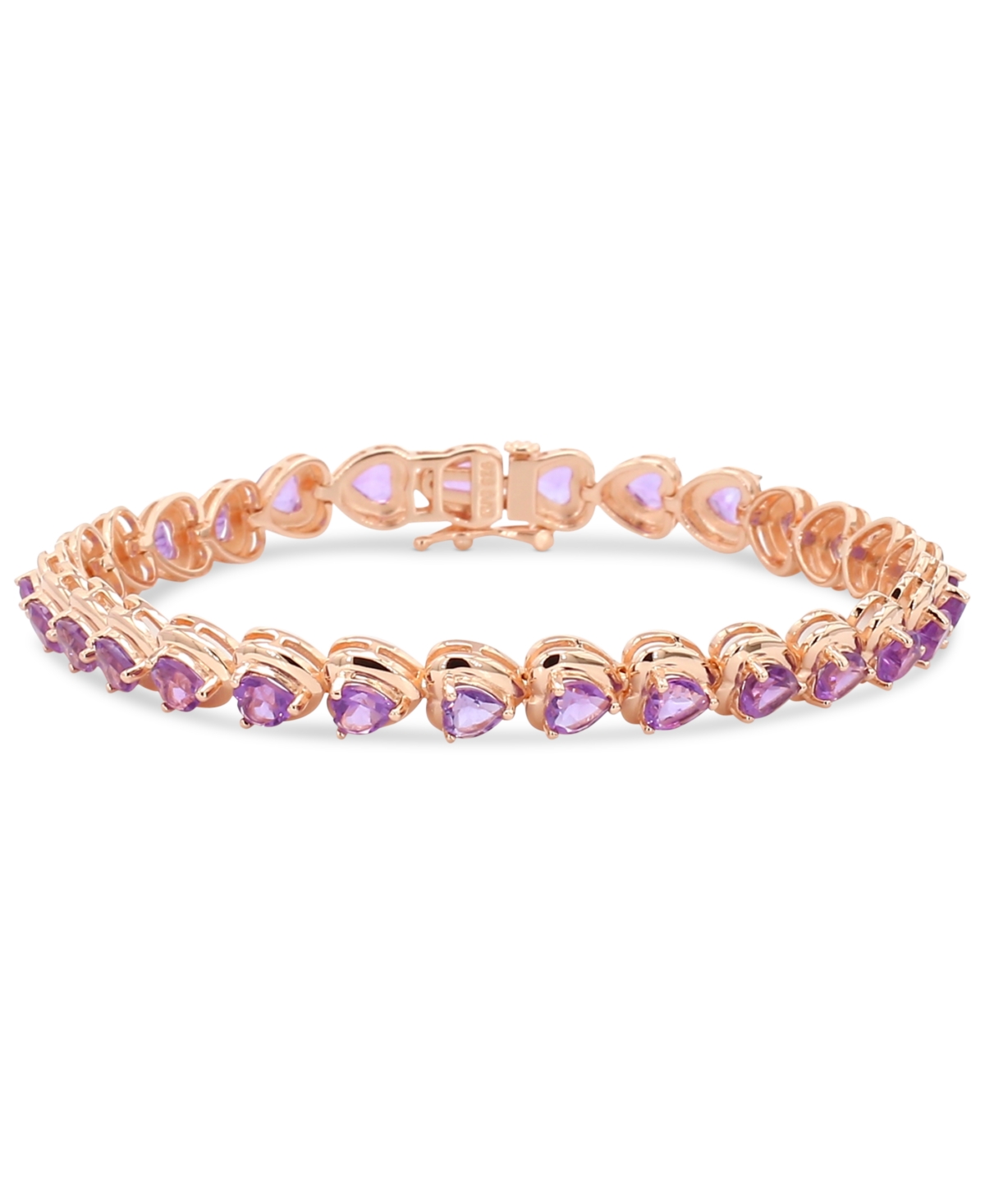 Macy's Amethyst Heart Link Bracelet (5-3/4 Ct. T.w.) In Rose Gold-plated Sterling Silver