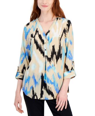 JM Collection - Women's Gradient-Print V-Neck Utility Top