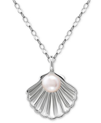 Giani Bernini - Cultured Freshwater Pearl (5mm) Shell Pendant Necklace, 16" + 2" extender