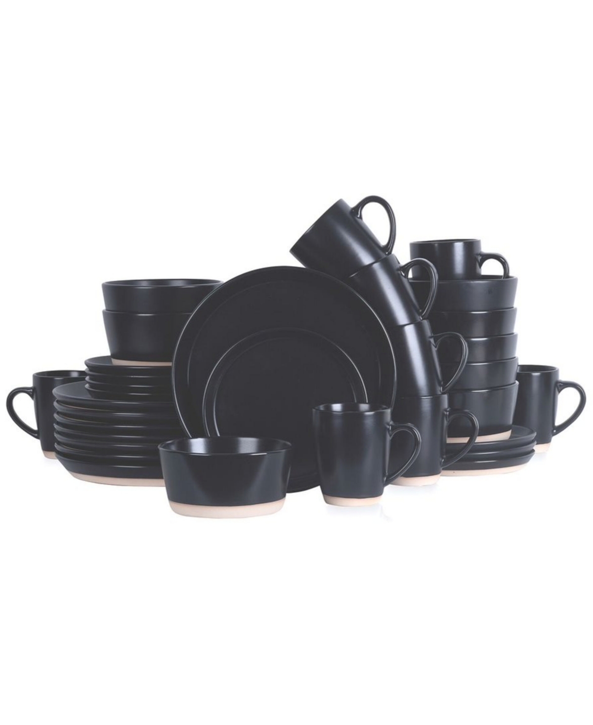 Stone Lain Jules 32pc Stoneware Dinnerware Set In Black