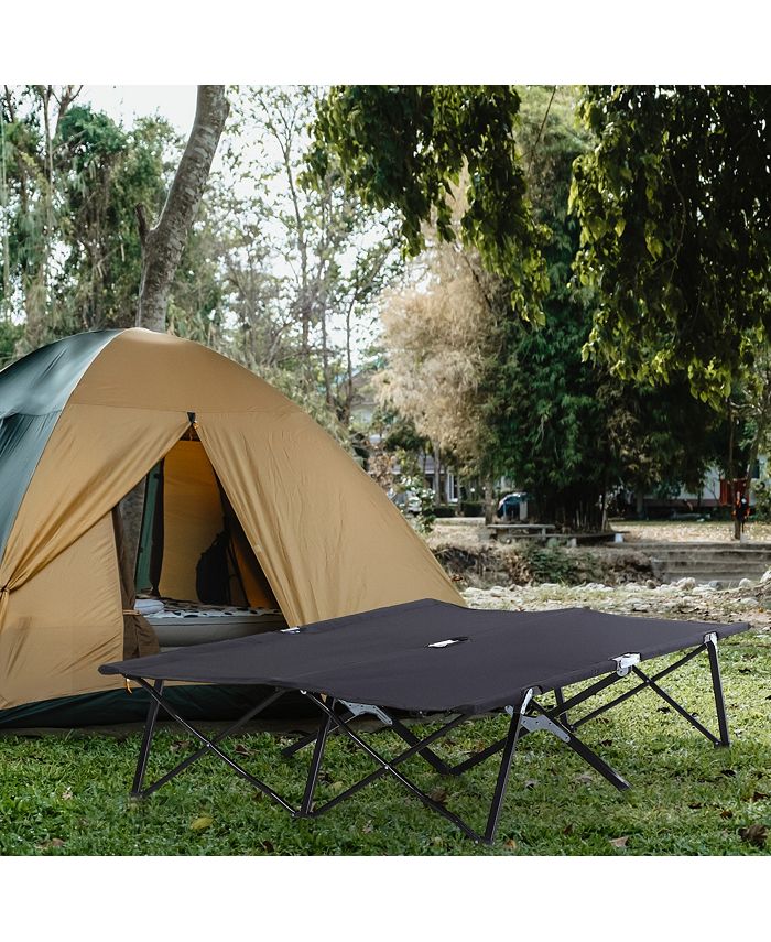 Outsunny 2 Person Folding Camping Cot for Adults, Extra Wide Outdoor
