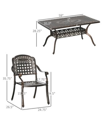 7-Piece Patio Dining Set w/ 6 Armchairs & Umbrella Hole,