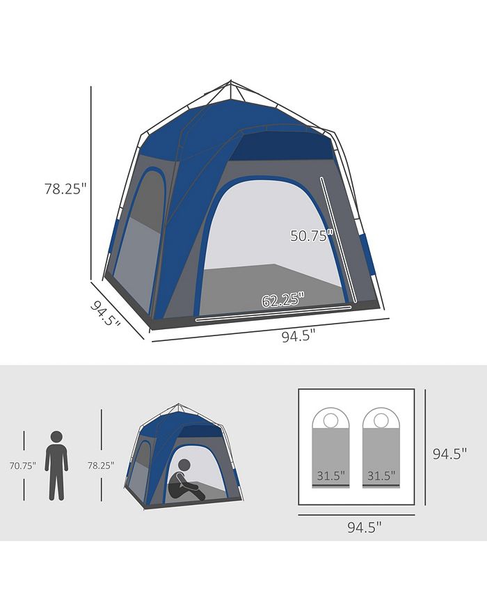 Outsunny Camping Tents 4 Person Pop Up Tent Quick Setup Automatic