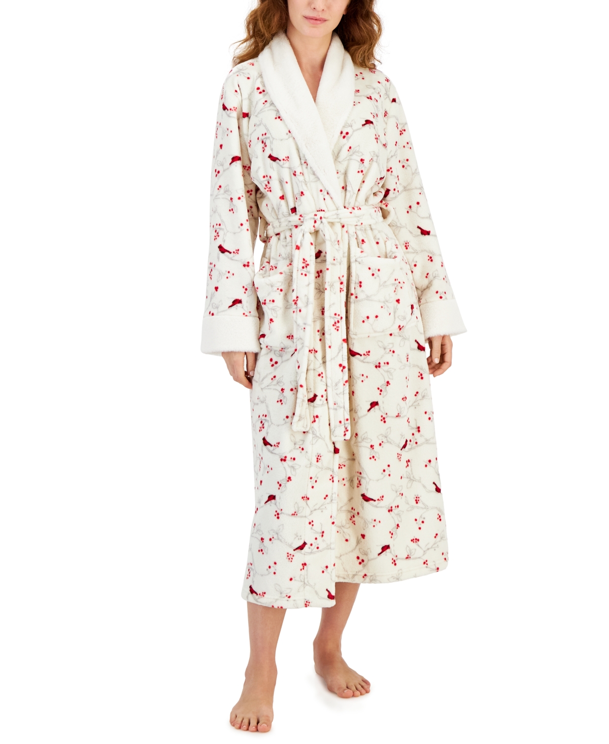 Charter Club Women's Belted Cardinal-print Robe, Created For Macy's