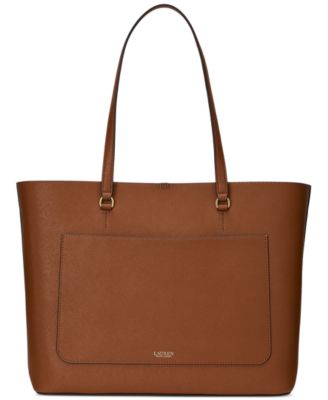 Lauren Ralph Lauren Karly Crosshatch Leather Large Tote - Macy's