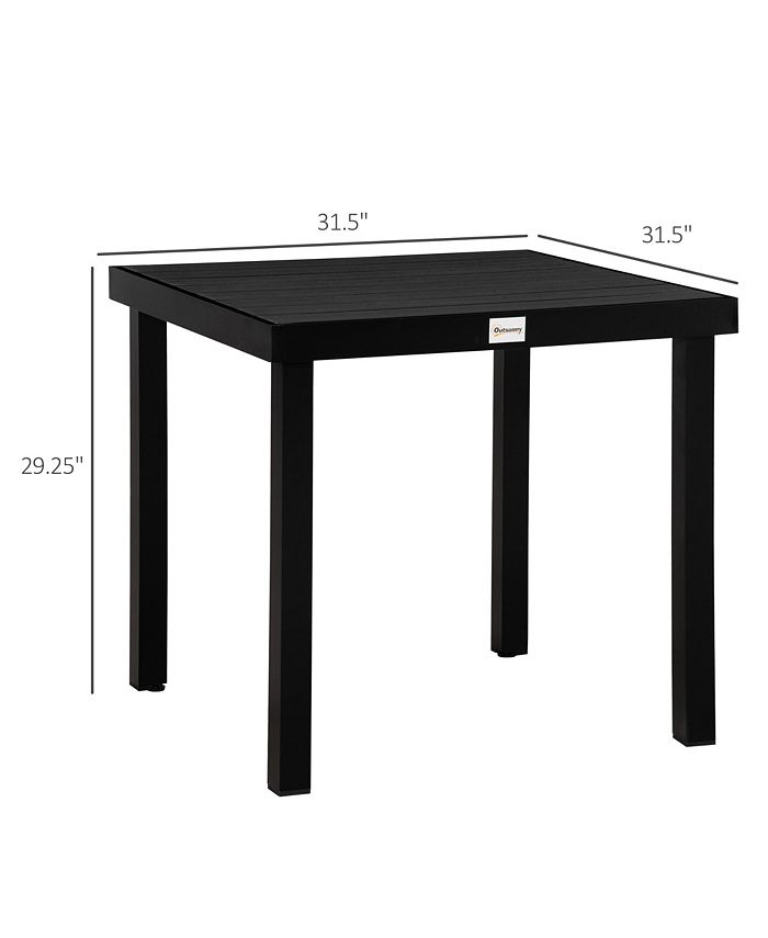 Outsunny Outdoor Dining Table for 4 Person, Square, Aluminum Metal Legs