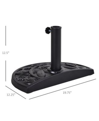 20" Half Round Patio Umbrella Parasol Holder w/ Secure Build,