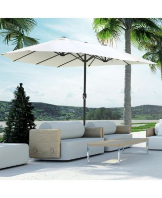 15' Backyard Double-Sided Steel Fabric Market Garden Umbrella