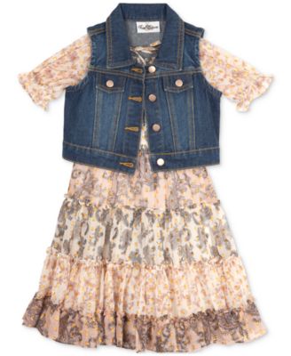 Rare Editions - Big Girls Tiered Dress & Vest Set