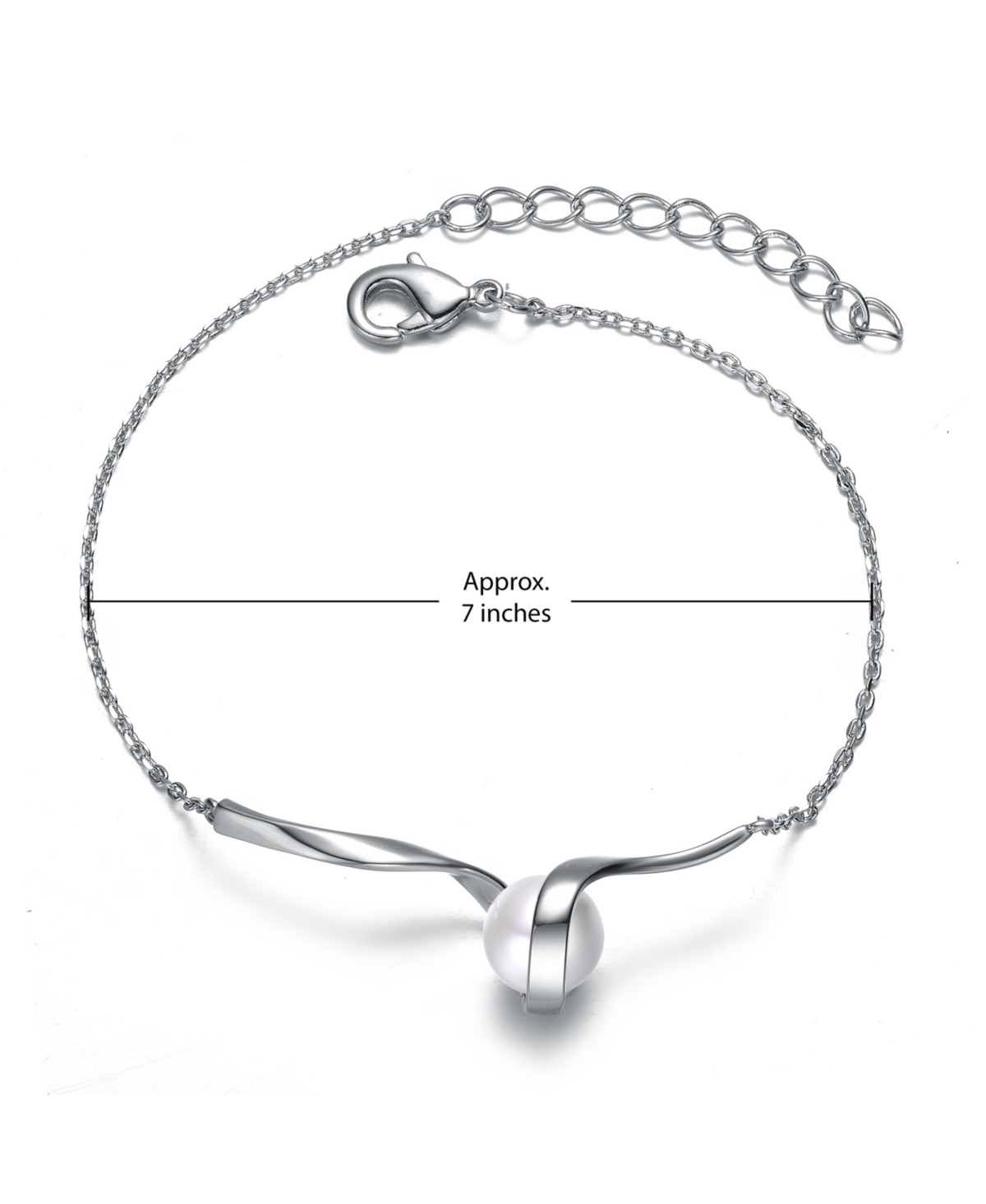 Genevive Gv Sterling Silver 14k Gold Plated With 7mmFreshwater Pearl Adjustable Layering Bracelet - White