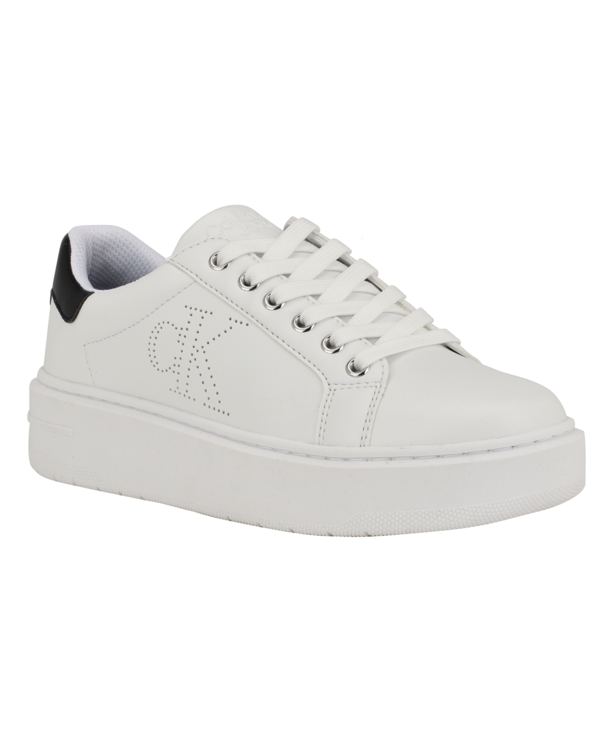 Calvin Klein Women's Daili Lace-up Platform Casual Sneakers In White - Faux Leather