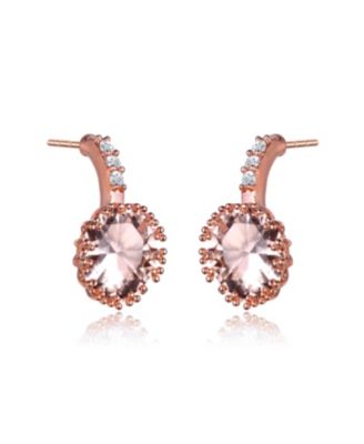 Sterling Silver Cubic Zirconia Solitaire Triple Prong Drop Earrings