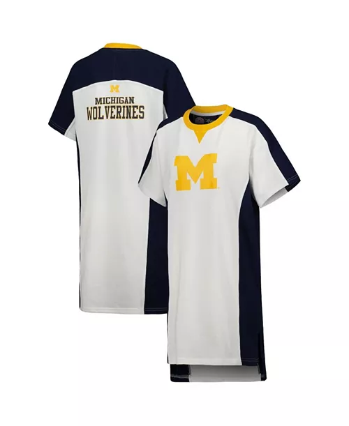 women's white michigan wolverines home run t-shirt dress