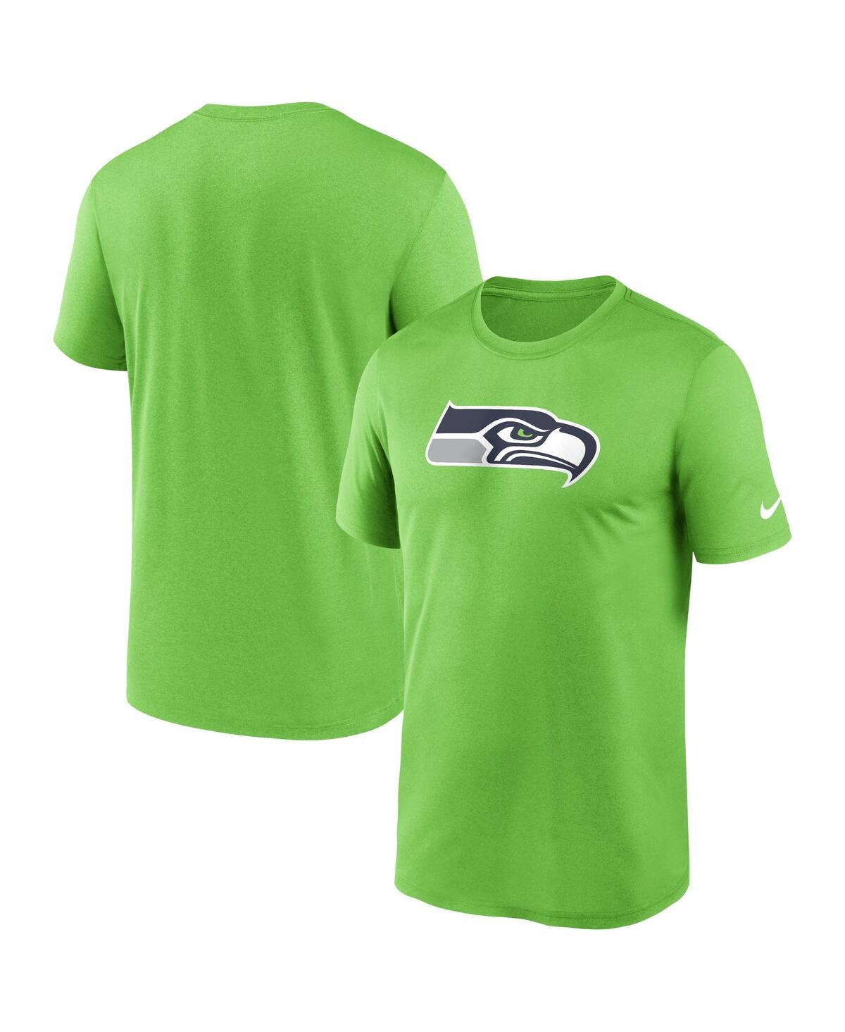 Shop Nike Men's  Neon Green Seattle Seahawks Legend Logo Performance T-shirt