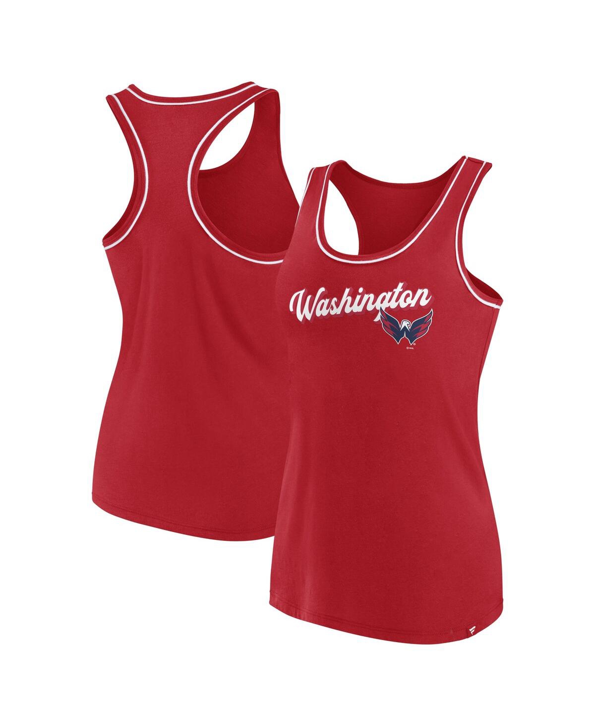 Fanatics Branded Red Washington Capitals Wordmark Logo Racerback Scoop Neck Tank Top In Red