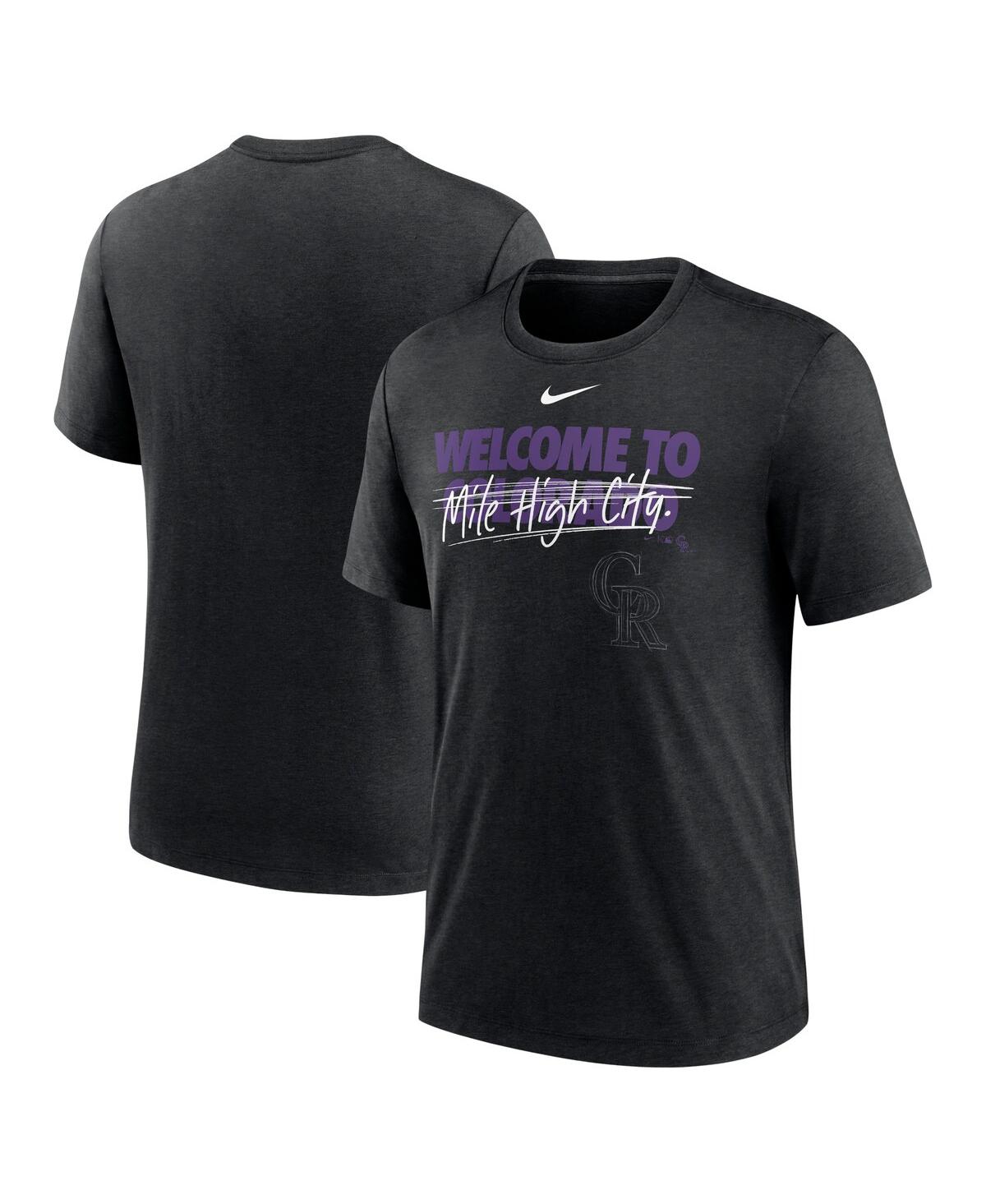 Men's NikeColorado Rockies Home Spin Tri-Blend T-shirt - Heather Black