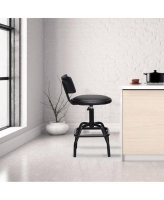 Adjustable Swivel Bar Stool PU Leather Steel Frame Chair