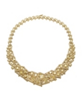 Rachel Glauber Mesmerizing 3D Geometric Cluster Eternity Necklace with Graduated Basketweave Stack - Gold