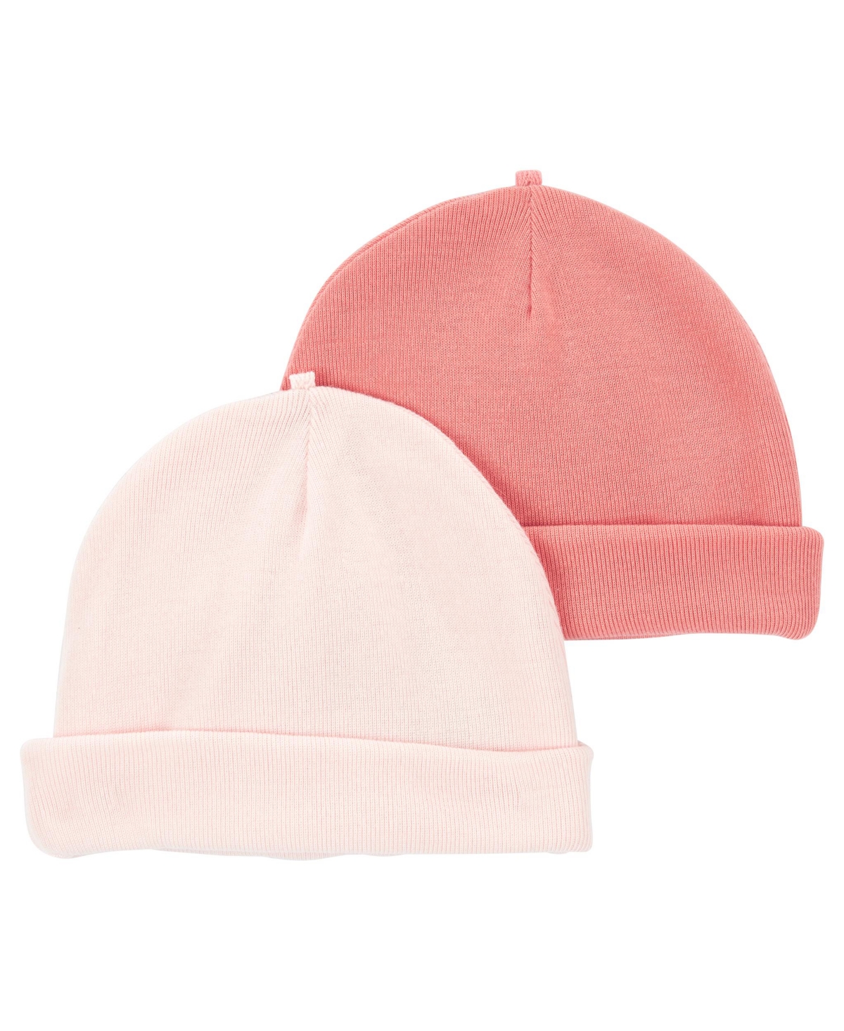 Carter's Baby Girls Rolled Cuff Hats, Pack Of 2 In Pink