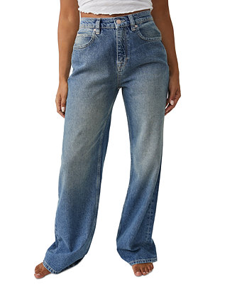 Free People Women's Tinsley Cotton Baggy High-Rise Jeans - Macy's