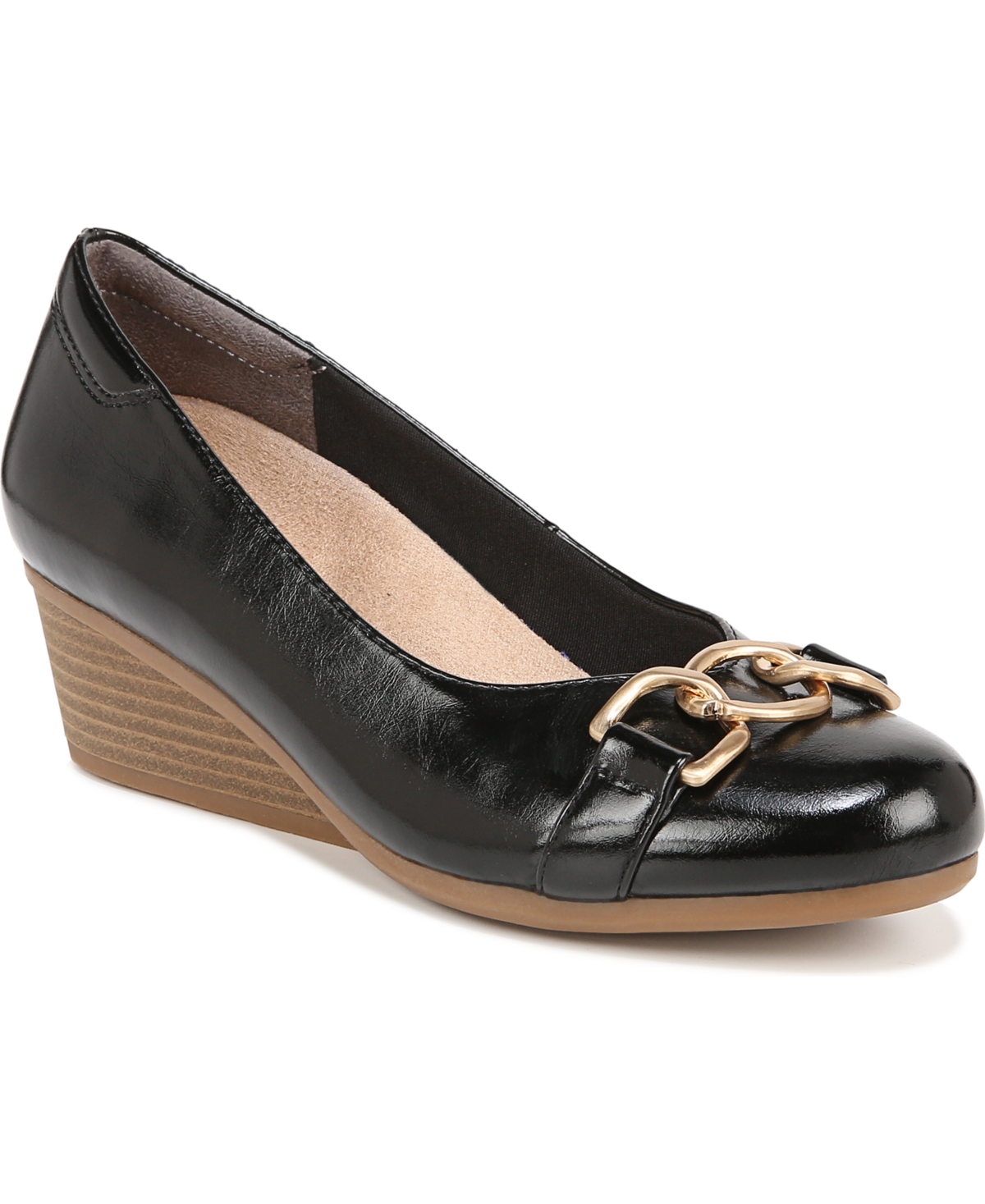 Shop Dr. Scholl's Women's Be Adorned Wedge Pumps In Black Faux Leather