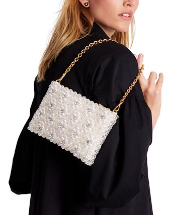 Pearl Bag for Women Girls, Hogoo Luxury White Pearl Bag Chain Bag Beaded  Crossbody Bag Big Rectangle Handmade Bags Shoulder Bag Clutch Purse Bag for