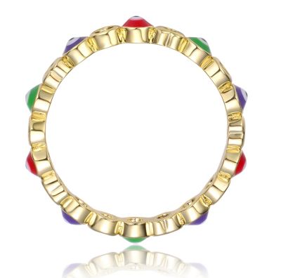 14k Gold Plated with Cubic Zirconia Colorful Enamel Evil Stacking Ring