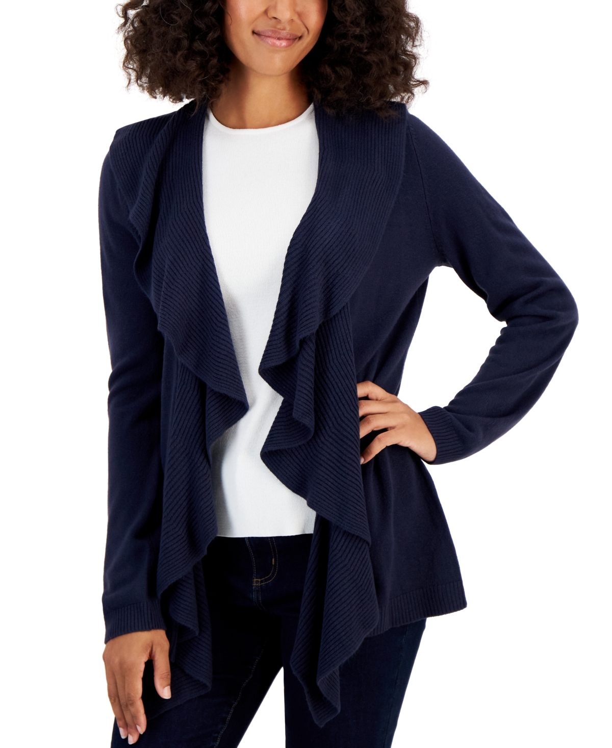 Karen scott ruffled cardigan outlet