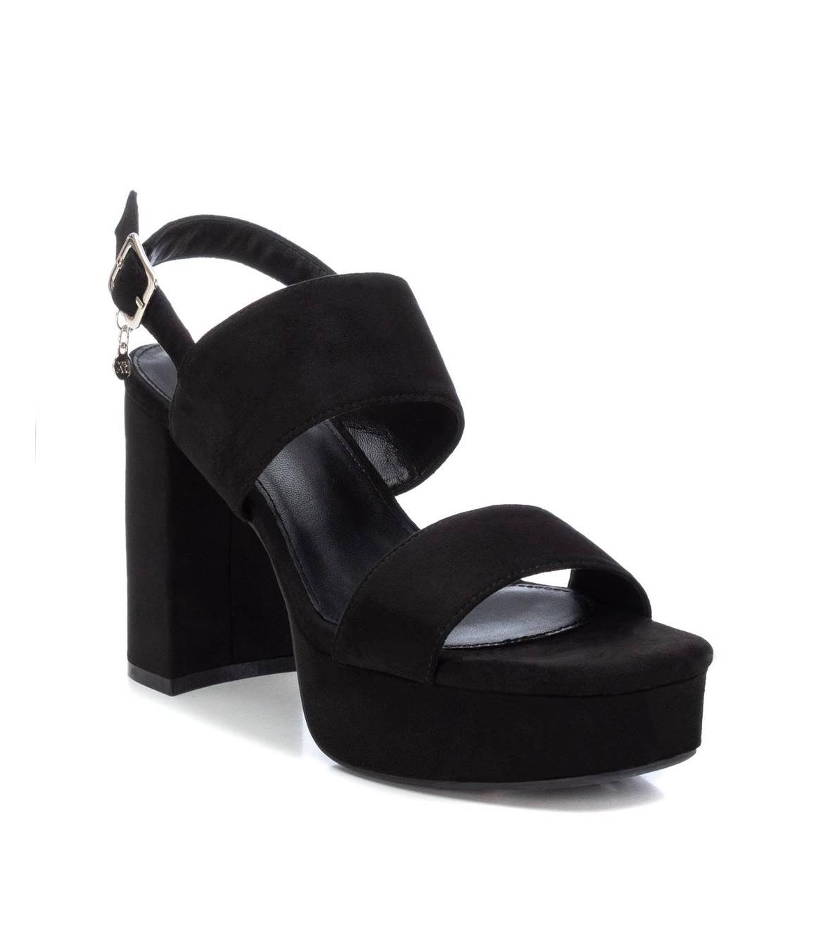 Women's Heeled Suede Sandals With Platform By Xti, Black - Black