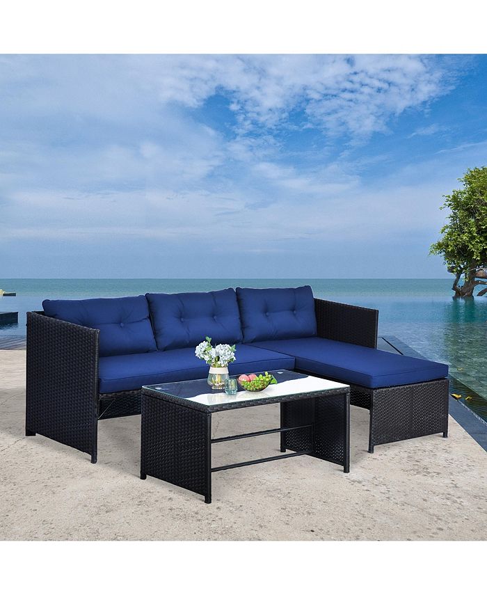 Outsunny 3Piece Wicker Patio Furniture Sets, Rattan Conversation Sets