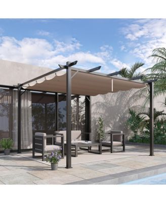 10' x 10' Pergola with Retractable Shade Canopy, Aluminum,