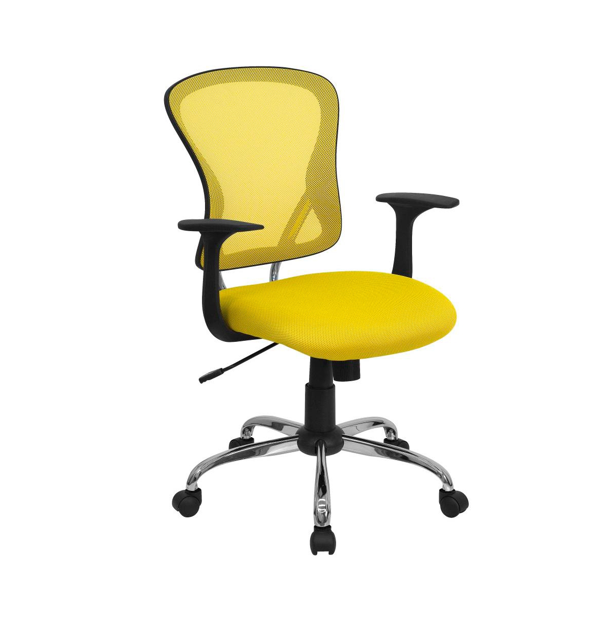 Emma+oliver Mid-back Mesh Swivel Task Office Chair With Chrome Base And Arms In Yellow