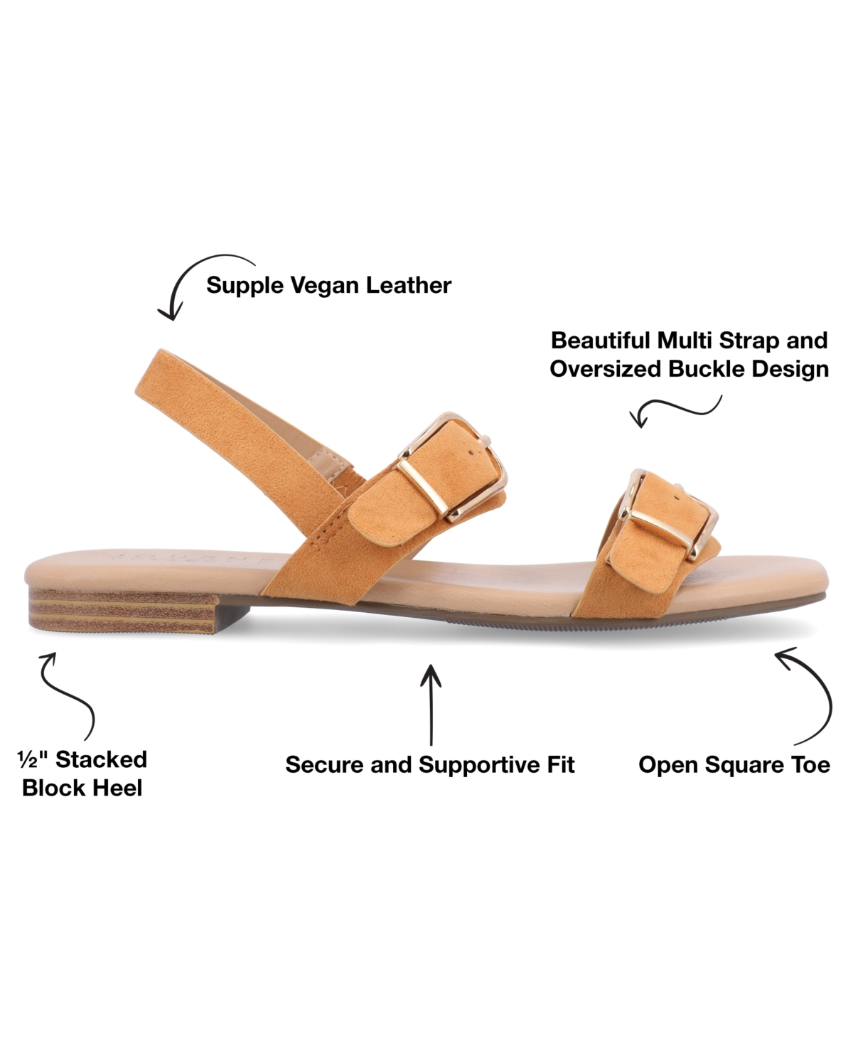 Journee Collection Women's Twylah Buckle Flat Sandals